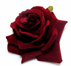 Dark Red Velvet Rose Hair Flower Clip and Pin