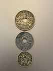 Set of 3 French centimes coins from 1930s; 25, 10 & 5 centimes; World coins