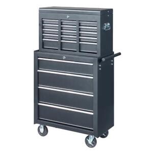 9-Drawers Rolling Tool Chest Tool Box with Wheels 2-in-1 Lockable Tool Cabinet
