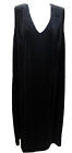 Roaman's Women's Plus 22W Solid Black Sleeveless V Neck Velour Velvet Midi Dress