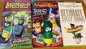 Lot of 3 VHS Larryboy The Yodelnapper, Veggie Tales Silly songs, Sumo Opera