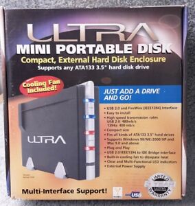 NEW Ultra Mini Portable Disk External Hard Disk Enclosure - USB & IEEE 1394