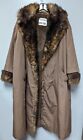 Vintage 1970s Diane Von Furstenberg For Main Street Brown Fur Trim Trench Coat