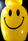 Vintage Yellow Glass Smiley Face Vase 1999 GGG Garcia Group Happy Smile Decor!