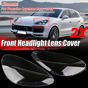 2x Headlight Lampshade Clear Lens Cover For Porsche Cayenne 2011 2012 2013 2014