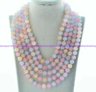 8/10mm Natural Multicolor Morganite Round Gemstone Beads Necklace 36-100 Inch
