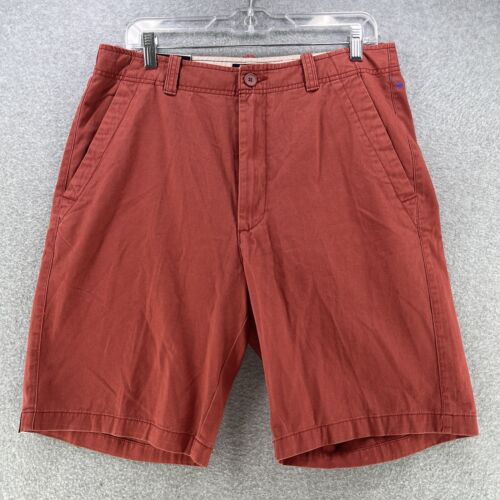 NWT St Johns Bay Mens Chino Shorts 34W Flat Front Cortez Red Inseam 9.5in Cotton
