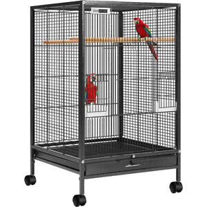 New Listing30'' Wrought Iron Bird Cage w/ Rolling Stand Parrots Conure Lovebird Cockatiel