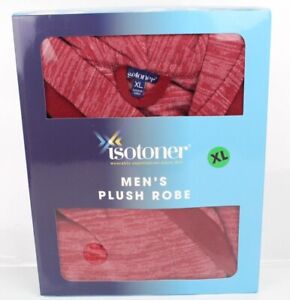 Isotoner Men's Plush Robe Spa Collared Red Heather