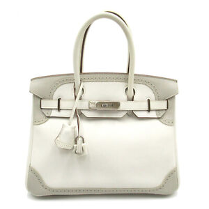 HERMES Birkin 30 Gillies Hand bag Q Swift leather Gris pale SHW Used