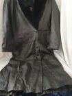 Womens Leather Trench Coat SzS Faux Fur Collar Vtg.DANY New York Great Condition