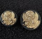 CHANEL 100% Authentic 2010 Gold Lion Head Black Buttons RARE (2) + Swatch