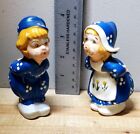 Vintage Dutch Boy and Girl Kissing Salt and Pepper Shakers 4”
