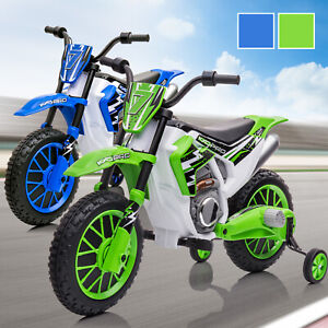 12V Battery Electric Kids Ride-On Motorcycle Powered Dirt Bike W/Training Wheels