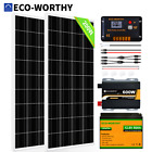 100W 200W 400W Watt 12Volt Solar Panel Kit 50/100Ah Lithium Battery RV Off Grid