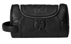NEW GUCCI MEN'S CURRENT BLACK LEATHER JUMBO GG TOILETRY CASE BAG