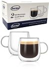 Bacimi Double Wall Borosilicate Clear Glass Coffee Tea Cups 10oz / 290ml 2 Pack