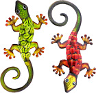 Aboxoo Metal Gecko Set Wall Decor -Large Lizard Garden Art Sculpture Crafts Stat