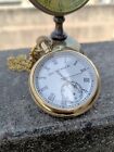 Antique Engraved Brass Elgin Pocket watch W/ Chain Vintage Gift for occasion