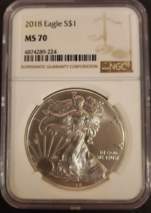2018 NGC MS70 HERALDIC SILVER EAGLE CLASSIC BROWN JUSTICE LABEL NEXT GEN S$1