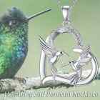 Elegant 925 Sterling Silver Heart Hummingbird Fashion Jewelry Pendant Necklace