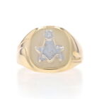 Yellow Gold Blue Lodge Men's Master Mason Ring - 10k Diamond Single Cut Masonic
