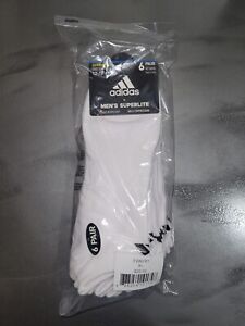 Adidas Men's XL Superlite Training Socks (6 Pairs, White) - No Show Compression