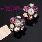VENDOME PINK Earrings MINT W/ Orignal Tag Faceted CRYSTAL Beaded SIGNED Clips