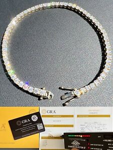 Real Solid 10k Gold 3mm Moissanite Tennis Chain Bracelet - Passes Tester