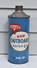 Vintage Conoco Outboard Motor Oil Tin Metal Advertising Quart Cone Top Can