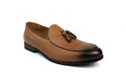 Cognac Men's Slip On Real Leather Loafer Tassel Dress Shoes Azar Man (NEW )