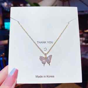 Stainless Steel Butterfly Pendant Necklace For Women Fashion Jewelry Gifts