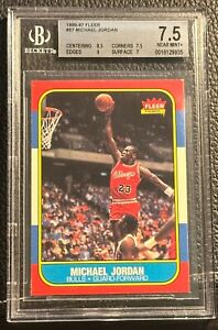 1986 Fleer #57 Michael Jordan Rookie BGS 7.5 (Subs 9, 8.5, 7.5, 7) Near Mint +