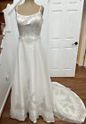Distinctive Design Wedding Dress Gown Sz 8 Lace Satin Embroider Daisy Ivory