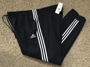 Adidas Three Stripe Tapered Leg Fleece Pant Regular Fit New Tags Black
