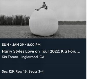 1/29 harry styles section 129 2 tickets row 16