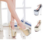 Ankle Strap Shiny Drag Queen Men's Heels Platform Gold Crossdresser Shoes Plus