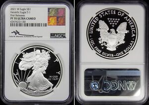 2021 W Type 1 Proof PF 70 Silver Eagle Mercanti NGC First Releases T1 T-1 Flag