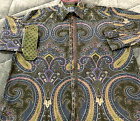 Robert Graham Multi-Color Paisley Long Sleeve Flip Cuff Shirt  Mens Size 2XLB