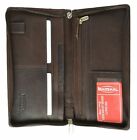 Brown Solid Leather Wallet Passport Cover ID Holder Credit Card Travel Organizer