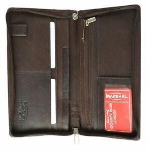 Brown Solid Leather Wallet Passport Cover ID Holder Credit Card Travel Organizer