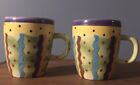 LAURIE GATES SET OF MARDI GRAS MUGS. Abstract Design In Multiple Colors!