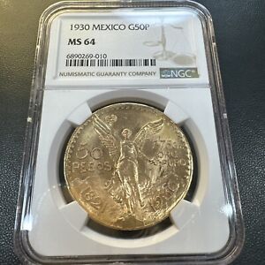 1930 Mexico Gold 50 Pesos MS-64 NGC | Low MINTAGE Early Date NEAR GEM BU