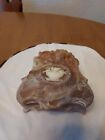 Vtg. Incolay Stone Trinket Jewelry Box Doves Hand Crafted Pinkish Brown