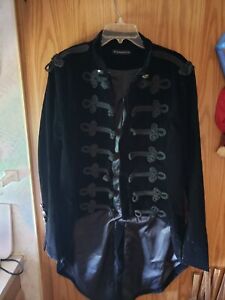 Men's PunkRave Jacket Long Black Velvet Gothic Steampunk PIRATE COOL Coat Tails