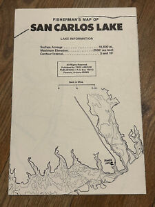 VINTAGE FISHERMAN'S MAP OF SAN CARLOS LAKE -BLACK AND WHITE TOPO