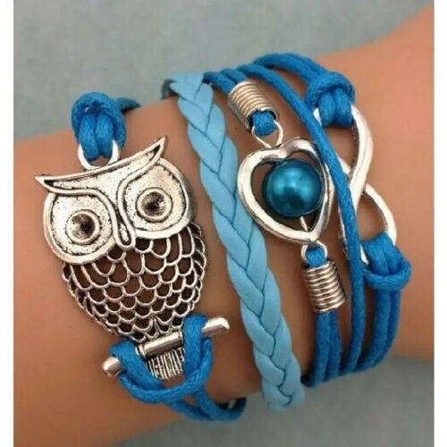 Owl Braided Bracelet Lovely Infinity Friendship Multilayer Charm Leather Fashion