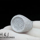 MEN SOLID 925 STERLING SILVER ICY BLING BAGUETTE CZ HIPHOP ROUND RING*ASR189