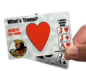 Plastic trump marker/indicator for playing card games with top card rankings