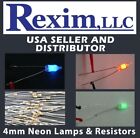 30 pcs Neon Bulb 4mm Mix Colors Red NE-2 Green Blue w/Separate Resistors